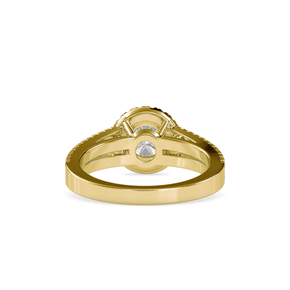 Lab Grown Diamonds 1 CT Centre Piece and 0.51 Ct Side Diamonds Round Cut Halo Split Shank Engagement Ring in 14K Gold | IGI Certified & Customizable