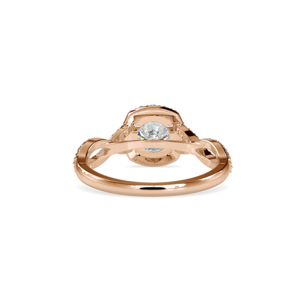 Lab Grown Diamonds with 1CT Center,0.52Ct Side Diamond(1.52 CT), Halo Engagement Ring in 14KT Gold – Twisted Band, IGI Certified & Customizable