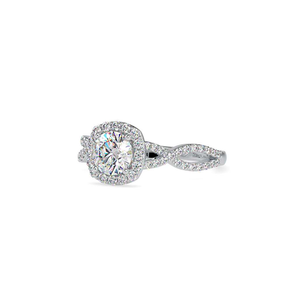 Lab Grown Diamonds with 1CT Center,0.52Ct Side Diamond(1.52 CT), Halo Engagement Ring in 14KT Gold – Twisted Band, IGI Certified & Customizable