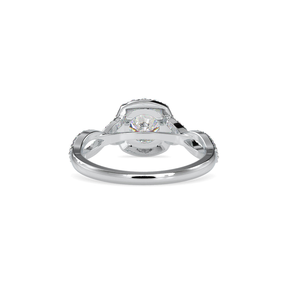 Lab Grown Diamonds with 1CT Center,0.52Ct Side Diamond(1.52 CT), Halo Engagement Ring in 14KT Gold – Twisted Band, IGI Certified & Customizable