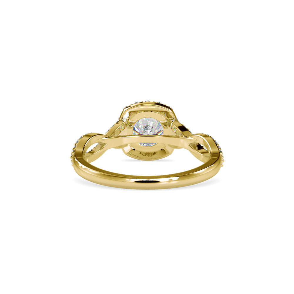 Lab Grown Diamonds with 1CT Center,0.52Ct Side Diamond(1.52 CT), Halo Engagement Ring in 14KT Gold – Twisted Band, IGI Certified & Customizable