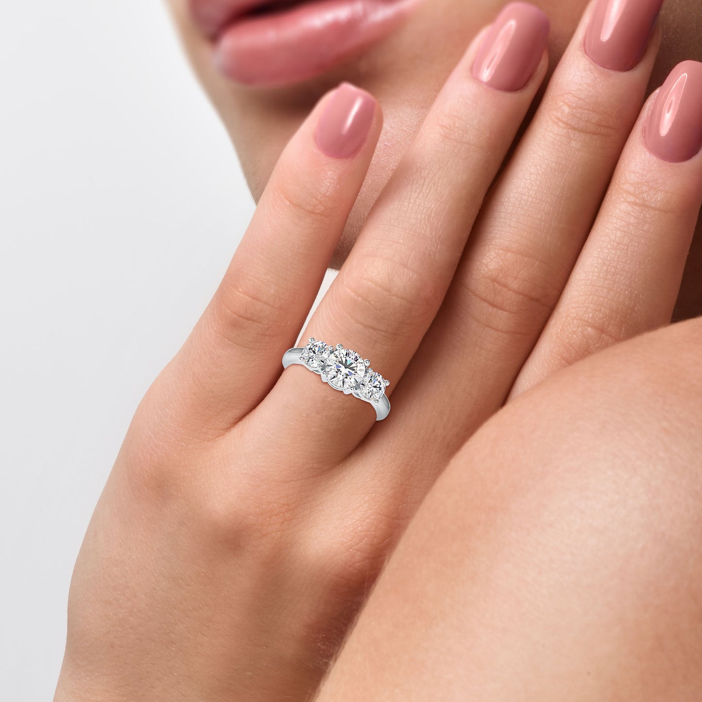 Lab Grown Diamonds with 1.01 CT Center Solitaire, 0.45 CT Side Diamonds Each(1.91 CT),Three-Stone Engagement Ring in 14K Gold- IGI Certified & Customizable