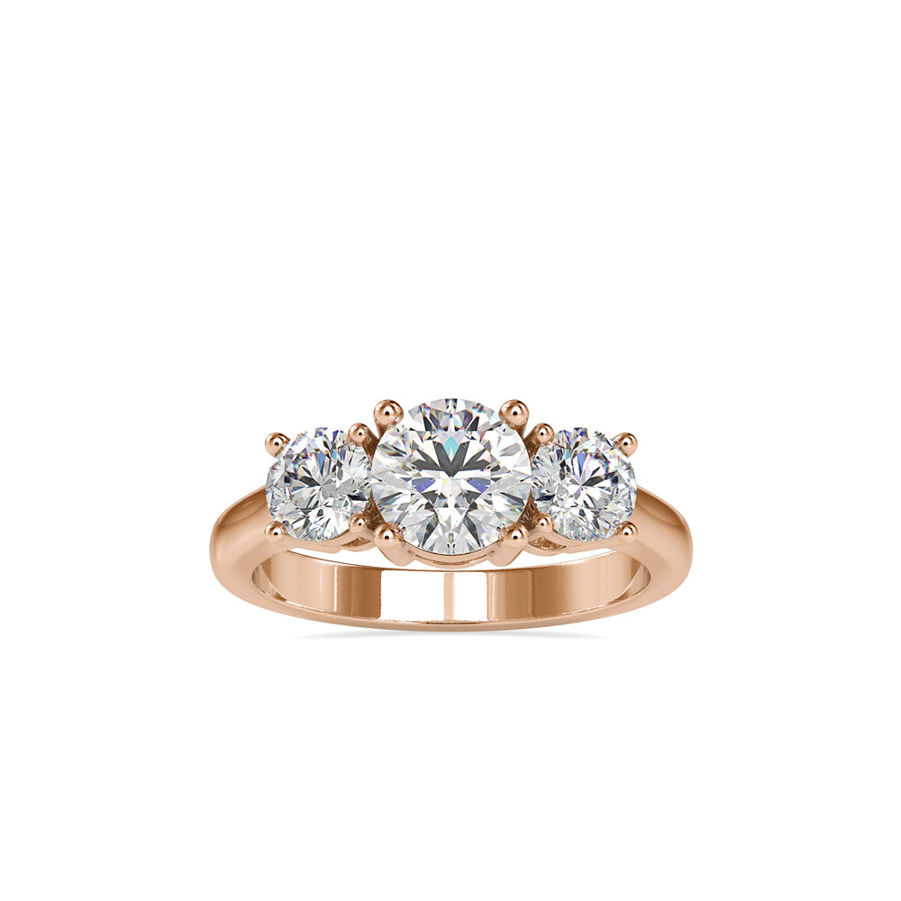 Lab Grown Diamonds with 1.01 CT Center Solitaire, 0.45 CT Side Diamonds Each(1.91 CT),Three-Stone Engagement Ring in 14K Gold- IGI Certified & Customizable