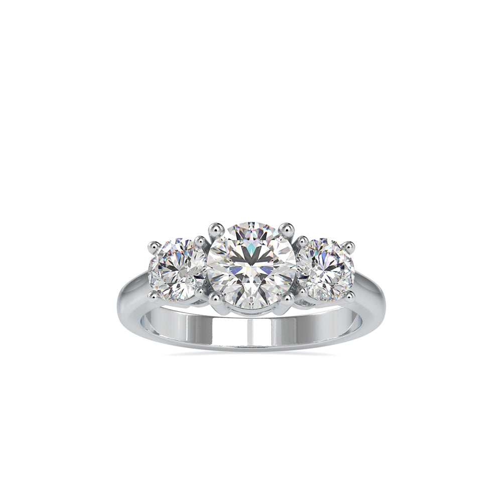 Lab Grown Diamonds with 1.01 CT Center Solitaire, 0.45 CT Side Diamonds Each(1.91 CT),Three-Stone Engagement Ring in 14K Gold- IGI Certified & Customizable