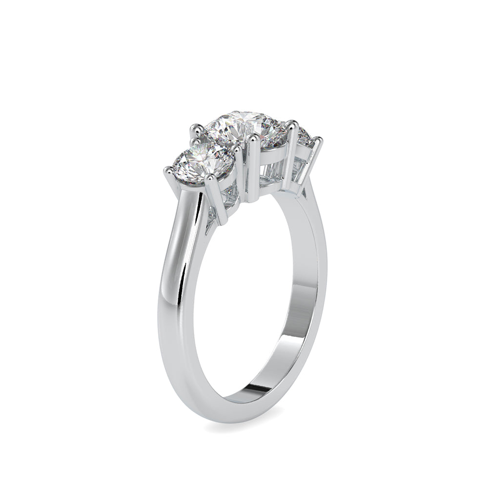 Lab Grown Diamonds with 1.01 CT Center Solitaire, 0.45 CT Side Diamonds Each(1.91 CT),Three-Stone Engagement Ring in 14K Gold- IGI Certified & Customizable