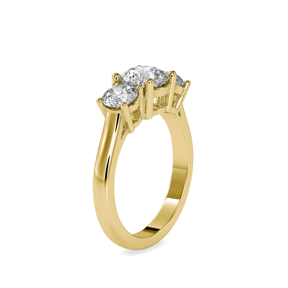 Lab Grown Diamonds with 1.01 CT Center Solitaire, 0.45 CT Side Diamonds Each(1.91 CT),Three-Stone Engagement Ring in 14K Gold- IGI Certified & Customizable