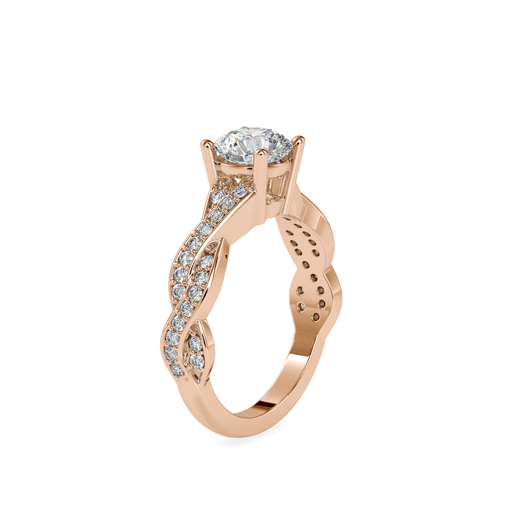 Lab Grown Diamonds with 1 CT Center Solitaire, 0.52 CT Side Diamonds (1.52 CT),Twisted Shank Engagement Ring in 14K Gold- IGI Certified & Customizable