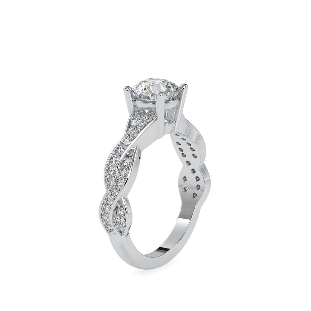 Lab Grown Diamonds with 1 CT Center Solitaire, 0.52 CT Side Diamonds (1.52 CT),Twisted Shank Engagement Ring in 14K Gold- IGI Certified & Customizable
