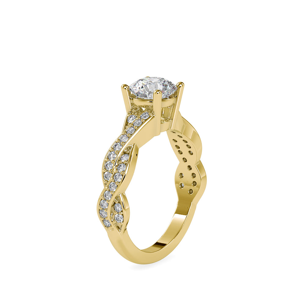Lab Grown Diamonds with 1 CT Center Solitaire, 0.52 CT Side Diamonds (1.52 CT),Twisted Shank Engagement Ring in 14K Gold- IGI Certified & Customizable