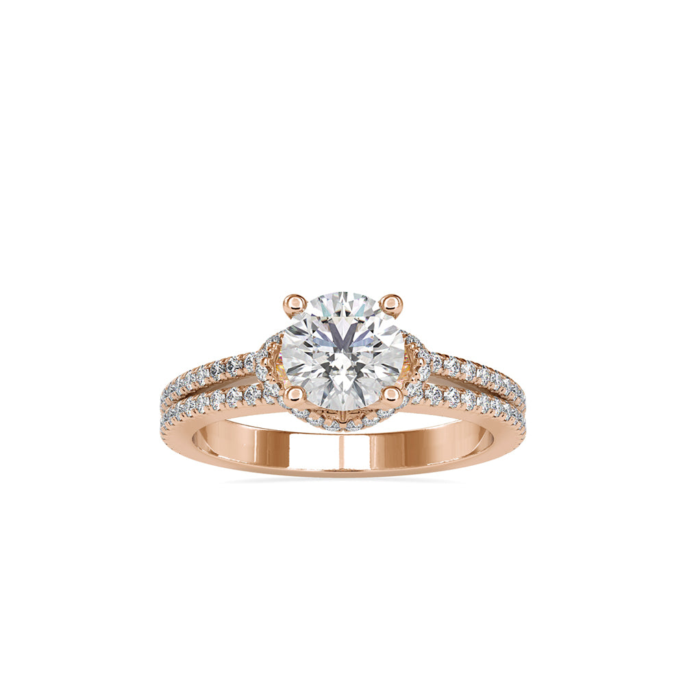 Lab Grown Diamonds with 1.5 CT Center Solitaire, 0.68 CT Side Diamonds (1.68 CT),in 14K GoldTwisted Band Engagement Ring - IGI Certified & Customizable