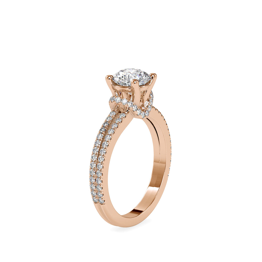 Lab Grown Diamonds with 1.5 CT Center Solitaire, 0.68 CT Side Diamonds (1.68 CT),in 14K GoldTwisted Band Engagement Ring - IGI Certified & Customizable