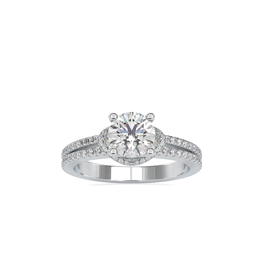 Lab Grown Diamonds with 1.5 CT Center Solitaire, 0.68 CT Side Diamonds (1.68 CT),in 14K GoldTwisted Band Engagement Ring - IGI Certified & Customizable