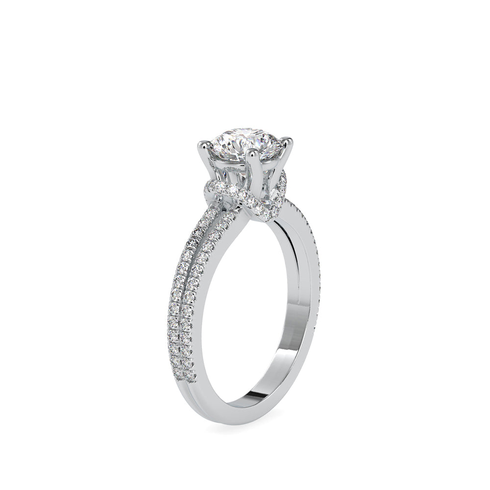 Lab Grown Diamonds with 1.5 CT Center Solitaire, 0.68 CT Side Diamonds (1.68 CT),in 14K GoldTwisted Band Engagement Ring - IGI Certified & Customizable