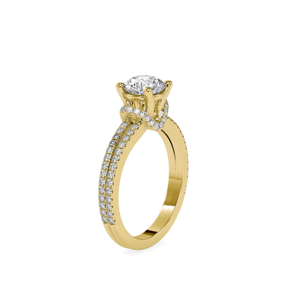 Lab Grown Diamonds with 1.5 CT Center Solitaire, 0.68 CT Side Diamonds (1.68 CT),in 14K GoldTwisted Band Engagement Ring - IGI Certified & Customizable