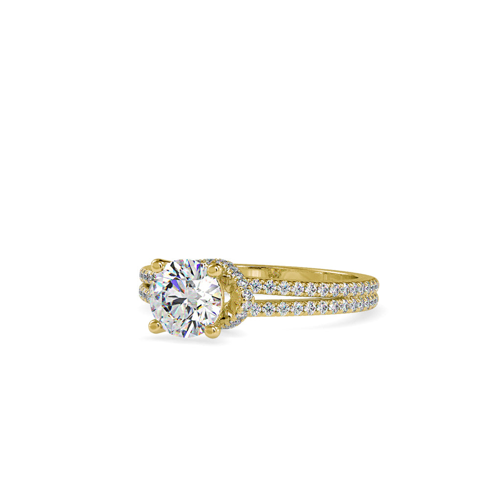 Lab Grown Diamonds with 1.5 CT Center Solitaire, 0.68 CT Side Diamonds (1.68 CT),in 14K GoldTwisted Band Engagement Ring - IGI Certified & Customizable