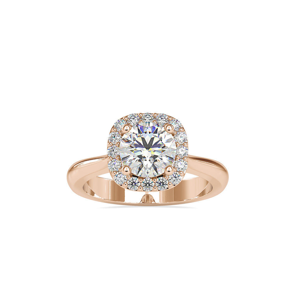 Lab Grown Diamonds with 1 CT Center Solitaire, 0.60 CT Side Diamonds in 14Kt Yellow Gold Round Brilliant Diamond Halo Engagement Ring - IGI Certified & Customizable