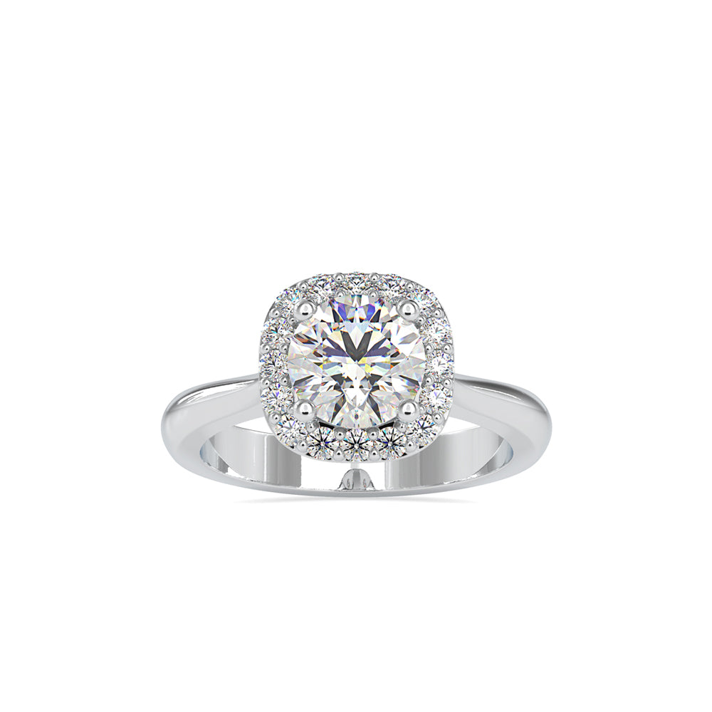 Lab Grown Diamonds with 1 CT Center Solitaire, 0.60 CT Side Diamonds in 14Kt Yellow Gold Round Brilliant Diamond Halo Engagement Ring - IGI Certified & Customizable