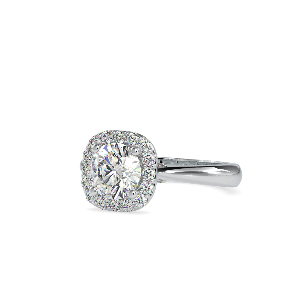 Lab Grown Diamonds with 1 CT Center Solitaire, 0.60 CT Side Diamonds in 14Kt Yellow Gold Round Brilliant Diamond Halo Engagement Ring - IGI Certified & Customizable