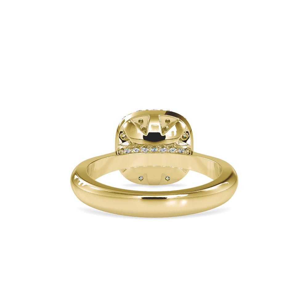 Lab Grown Diamonds with 1 CT Center Solitaire, 0.60 CT Side Diamonds in 14Kt Yellow Gold Round Brilliant Diamond Halo Engagement Ring - IGI Certified & Customizable
