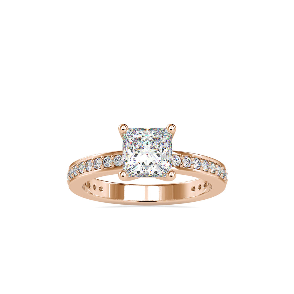 Lab Grown Diamonds with 1.02 CT Center Solitaire, 0.28 CT Side Diamonds in 14K Yellow - IGI Certified & Customizable
