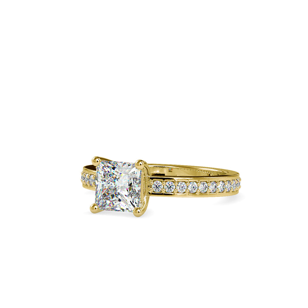 Lab Grown Diamonds with 1.02 CT Center Solitaire, 0.28 CT Side Diamonds in 14K Yellow - IGI Certified & Customizable