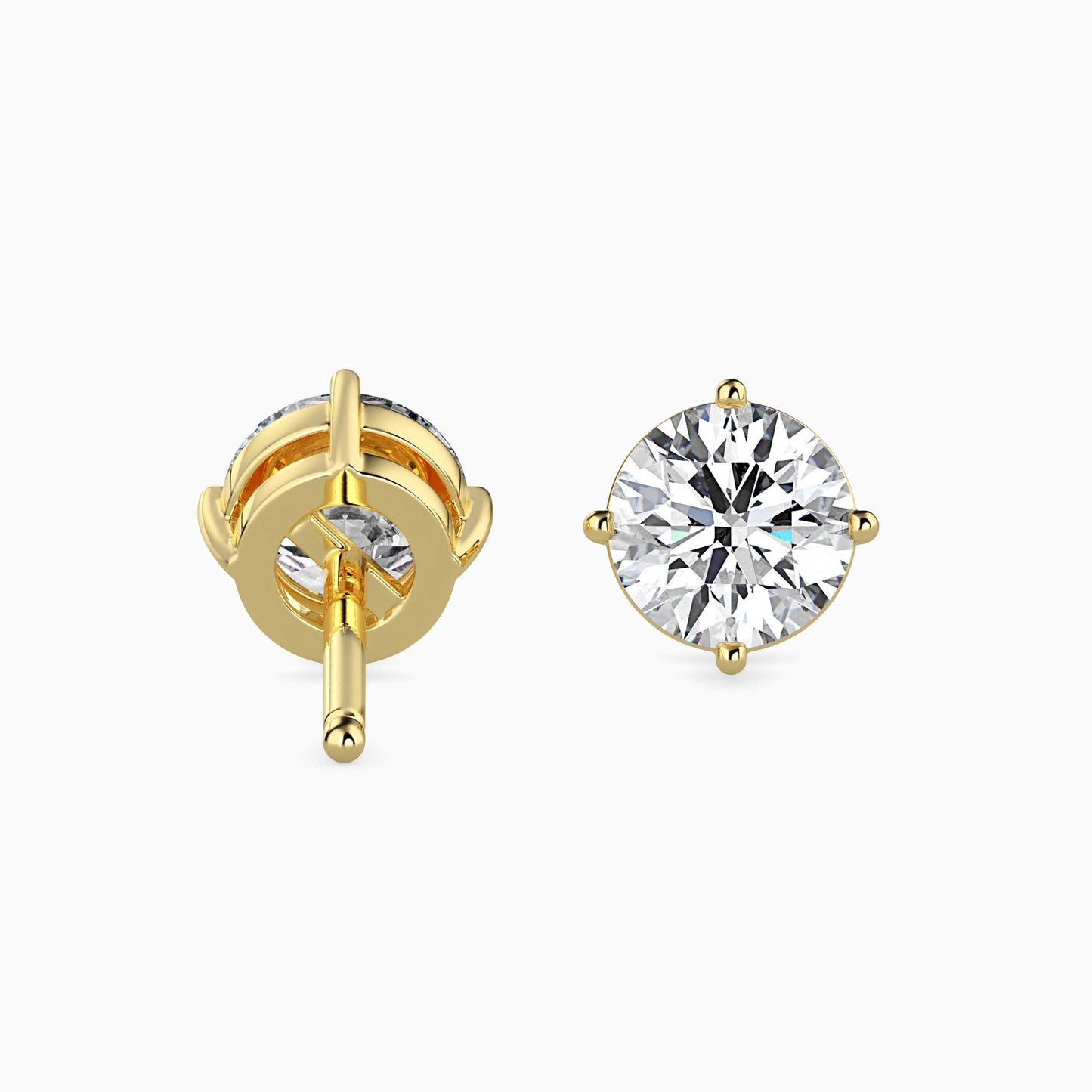 Round Diamond Studs – 1 CT Pair (50-50 Pointer),14K Gold