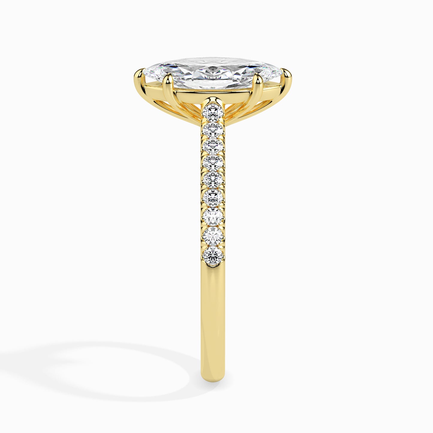 Lab Grown Diamond 1.02 CT Centre Solitaire Marquise Cut with 0.17 CT Side Stones in 14K Gold – IGI Certified & Customizable Fine Jewelry