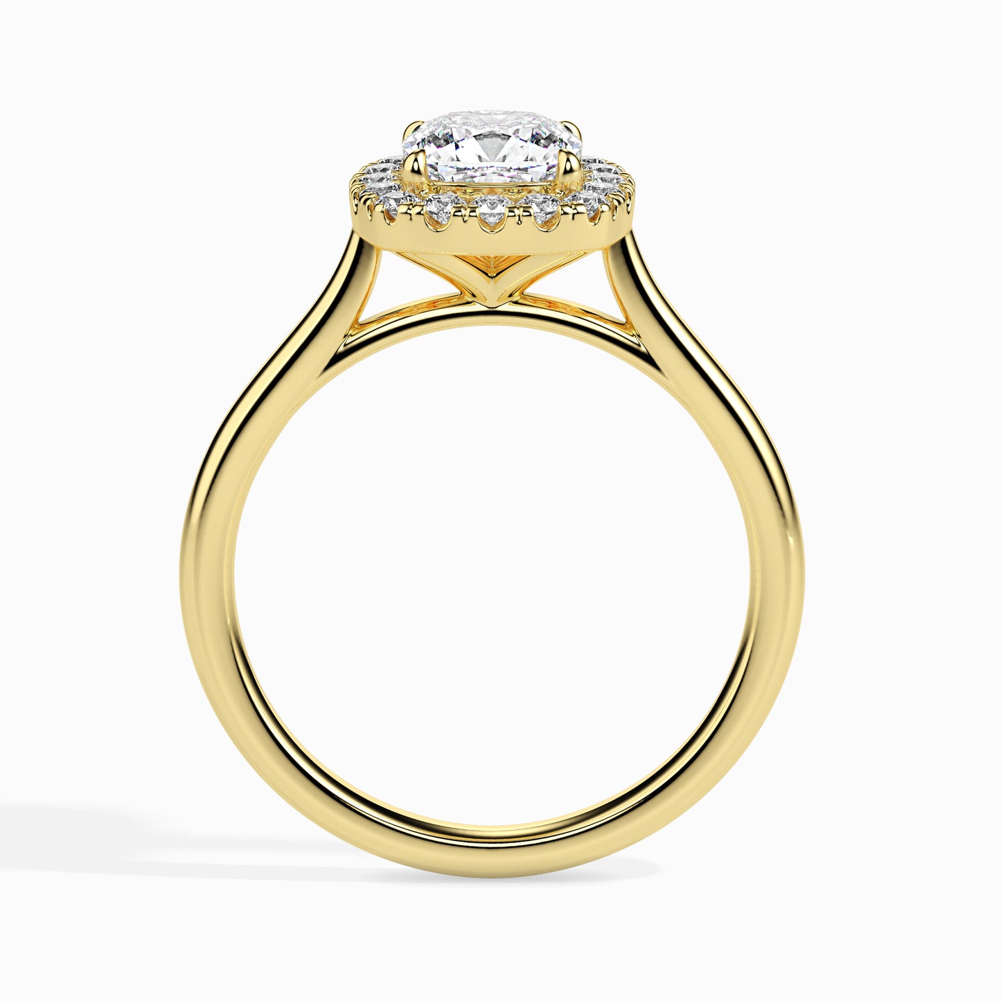 Lab Grown Diamond 1 CT Centre Solitaire Cushion Cut with 0.20 CT Side Stones in 14K Gold Halo Ring– IGI Certified & Customizable Fine Jewelr