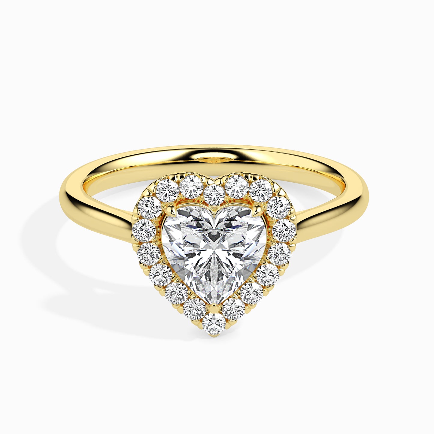 Lab Grown Diamond 1.01 CT Heart-Shaped Center Solitaire Ring with 0.36 CT Side Diamonds in 14K Gold – IGI Certified & Customizable Fine Jewelry