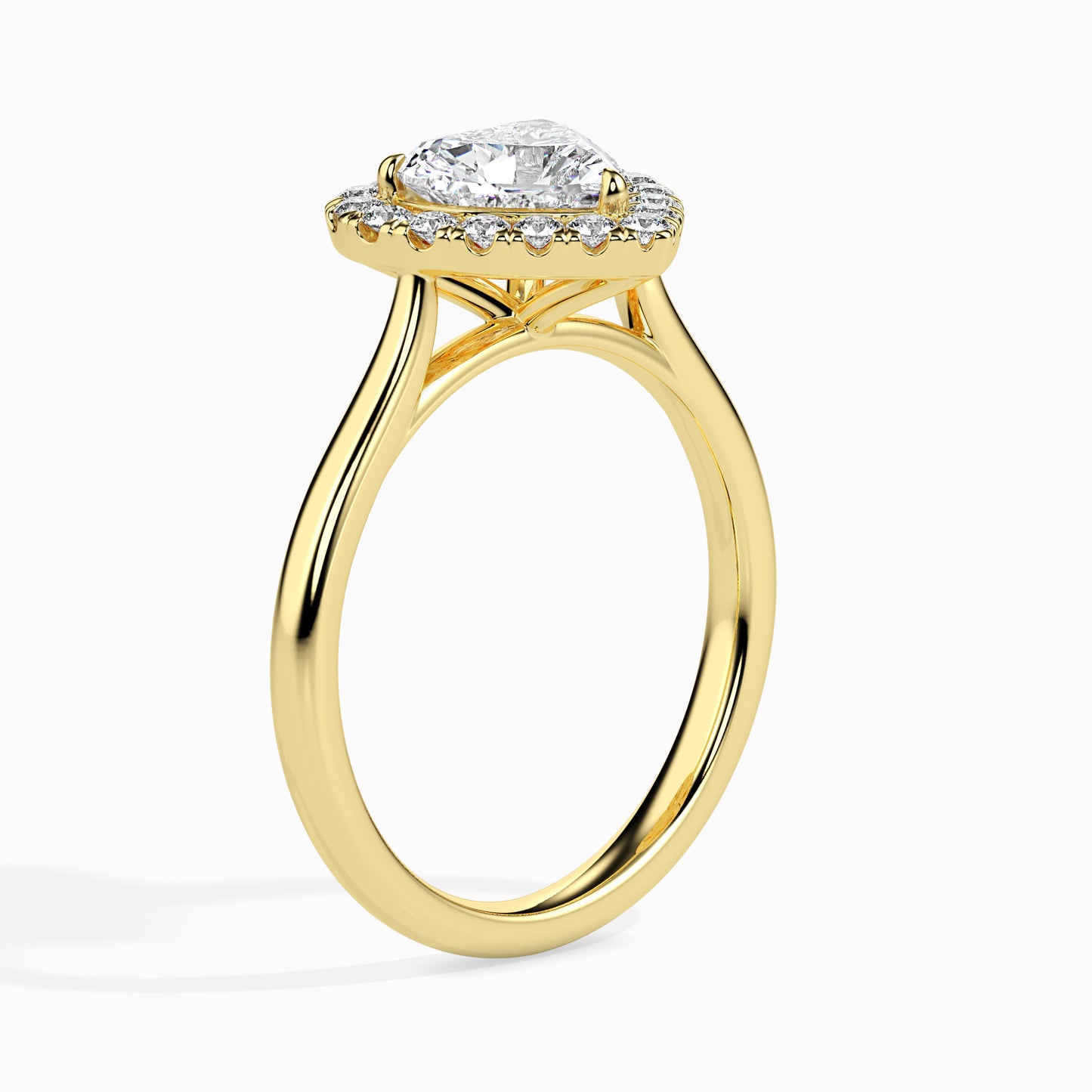 Lab Grown Diamond 1.01 CT Heart-Shaped Center Solitaire Ring with 0.36 CT Side Diamonds in 14K Gold – IGI Certified & Customizable Fine Jewelry