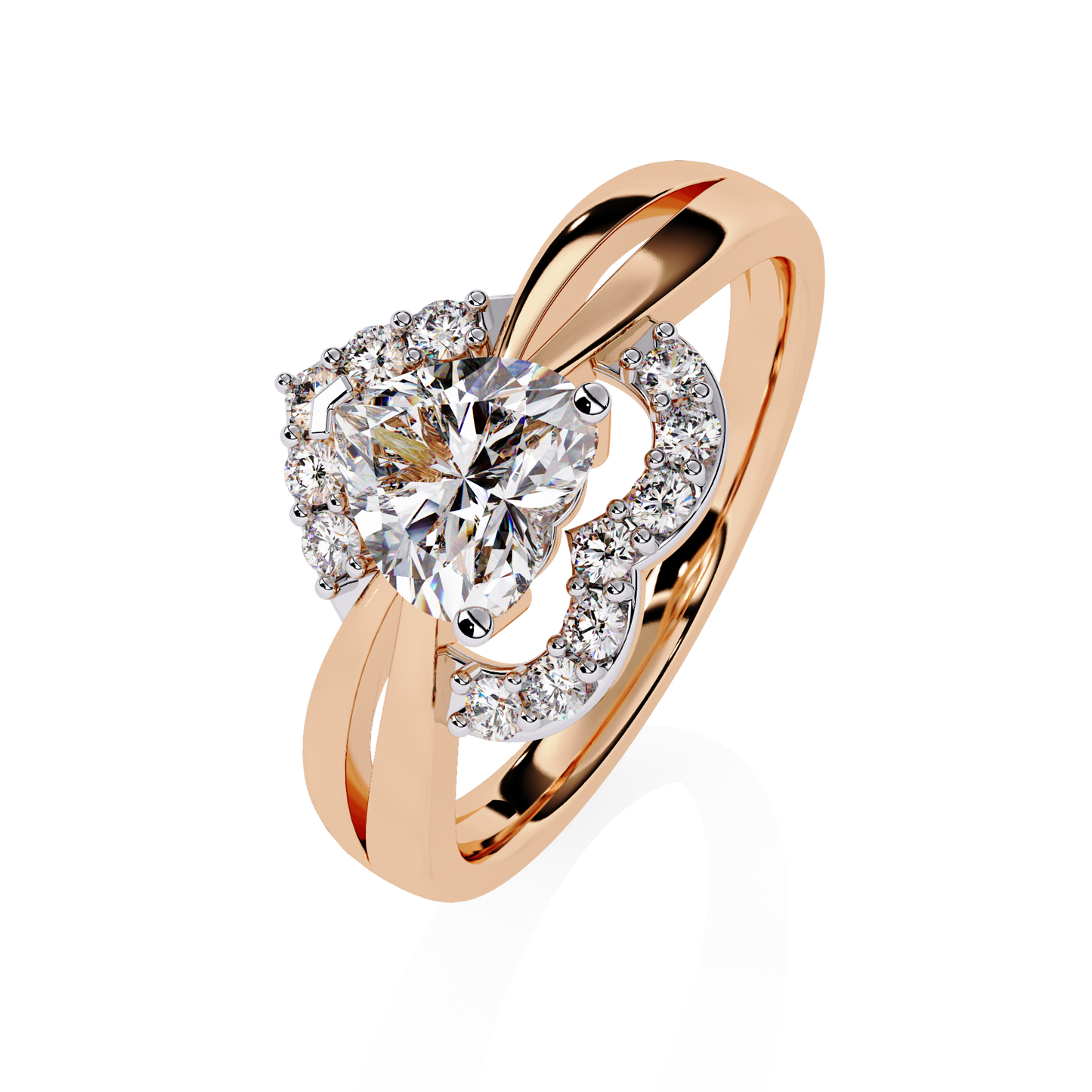Love's Embrace: 0.97ct Heart-Shaped Lab Grown Diamond Ring in 14k Gold
