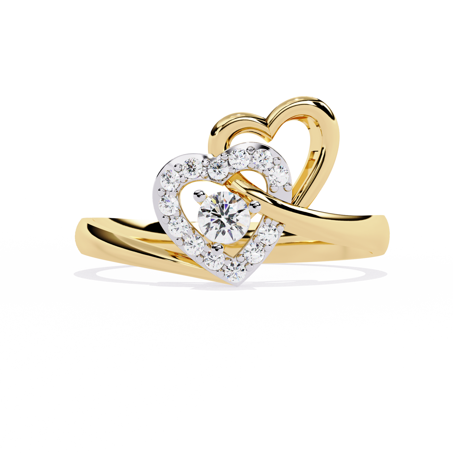 Double Heartbeat: 0.18ct Lab Grown Diamond Ring in 14k Gold