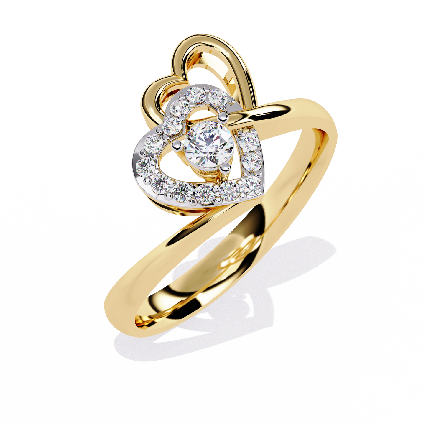 Double Heartbeat: 0.18ct Lab Grown Diamond Ring in 14k Gold
