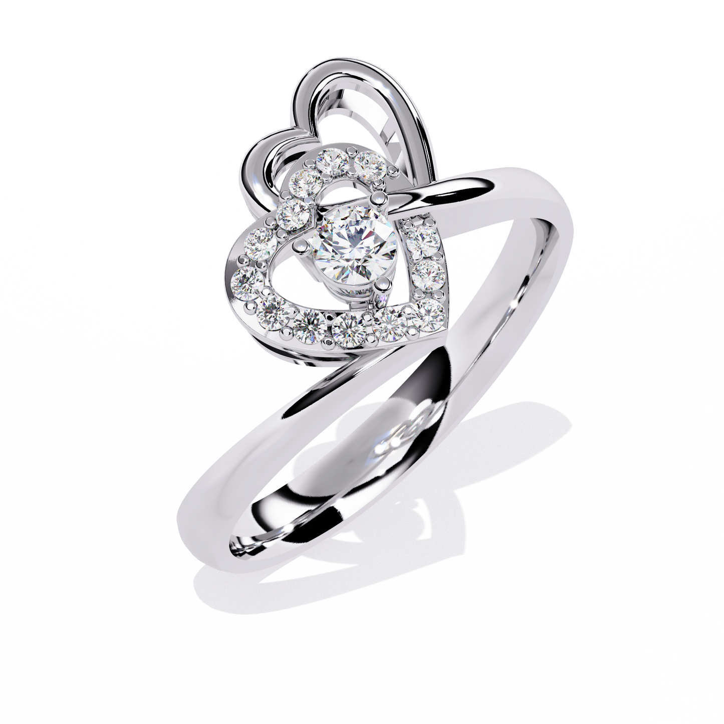 Double Heartbeat: 0.18ct Lab Grown Diamond Ring in 14k Gold