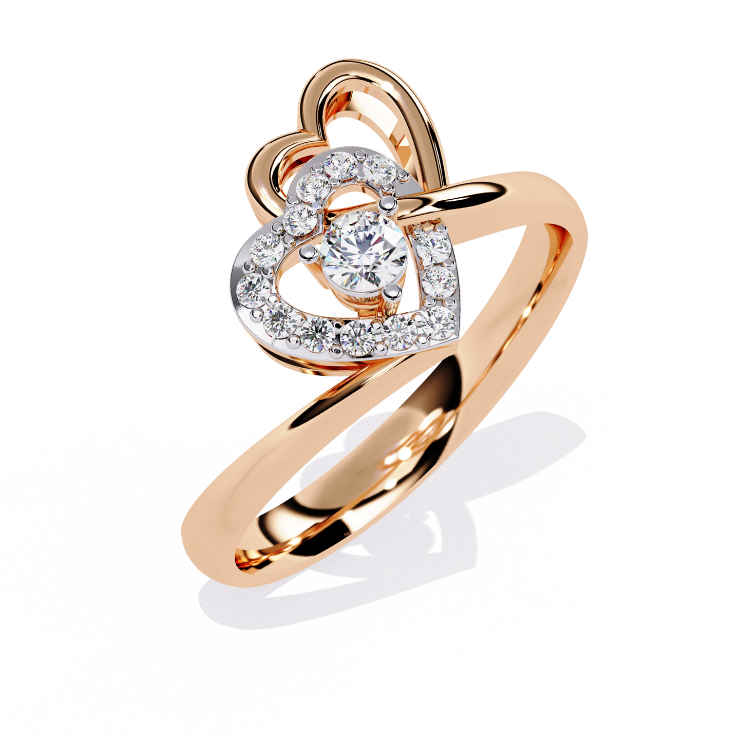 Double Heartbeat: 0.18ct Lab Grown Diamond Ring in 14k Gold