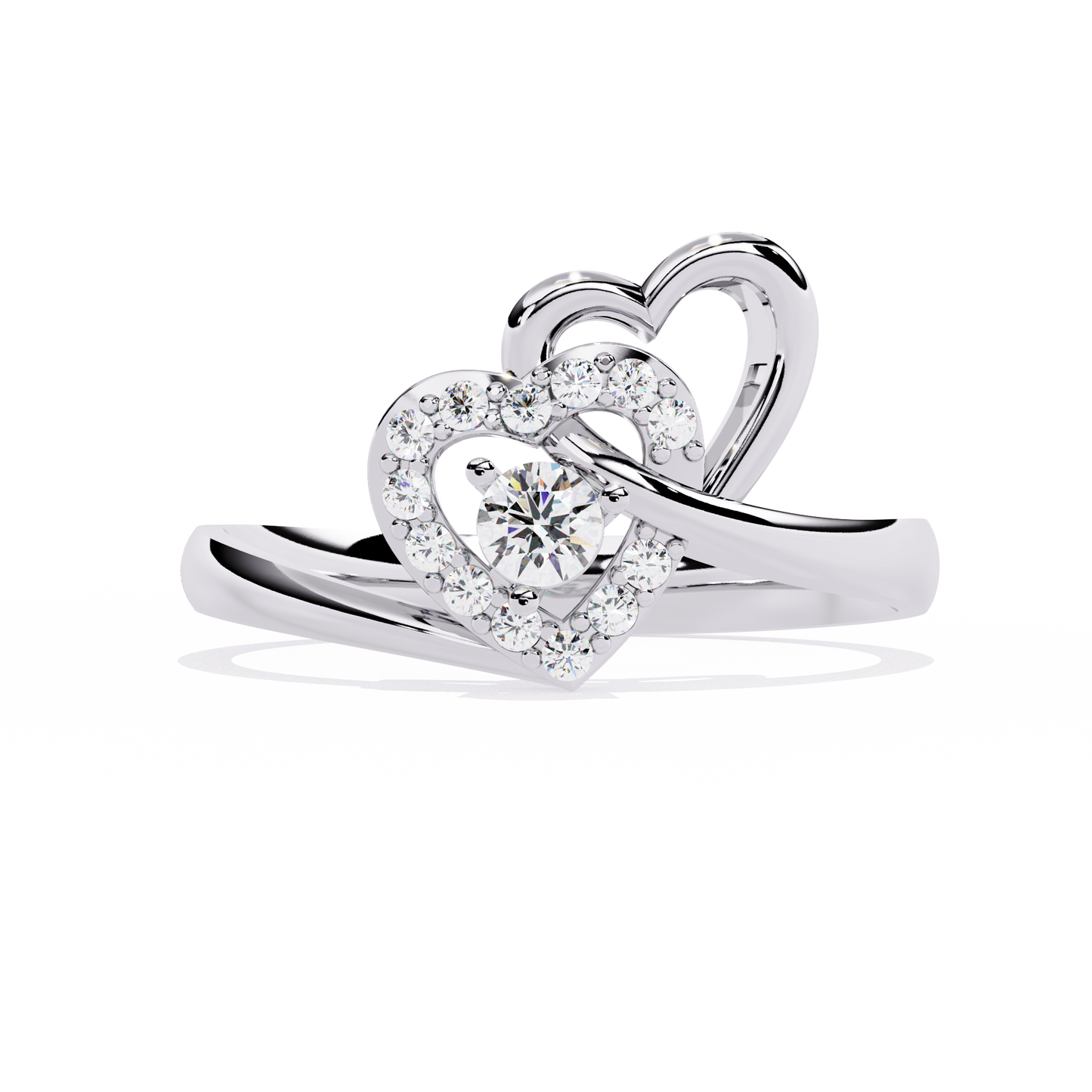 Double Heartbeat: 0.18ct Lab Grown Diamond Ring in 14k Gold
