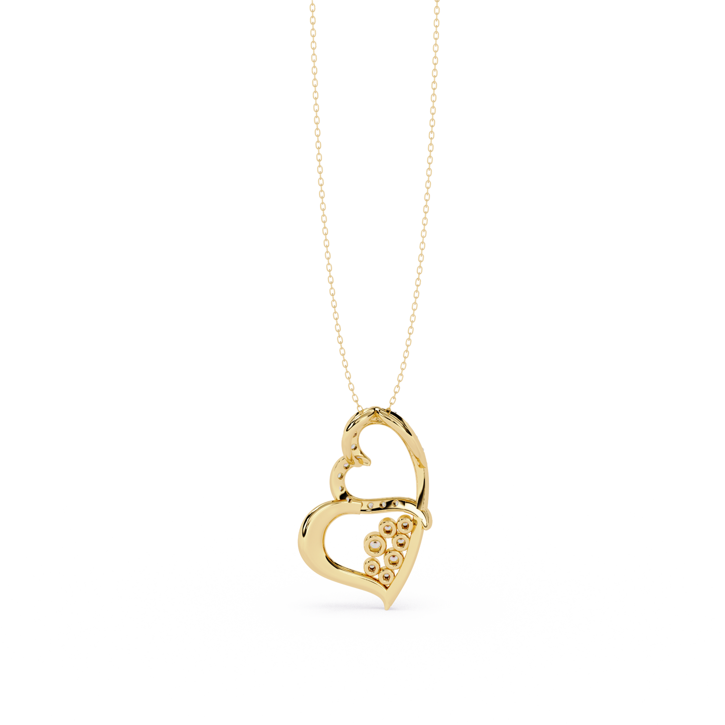 Modern Double Heart Design 0.36 Lab Grown Diamond Pendant in 3.98 Gold Setting (No Chain)