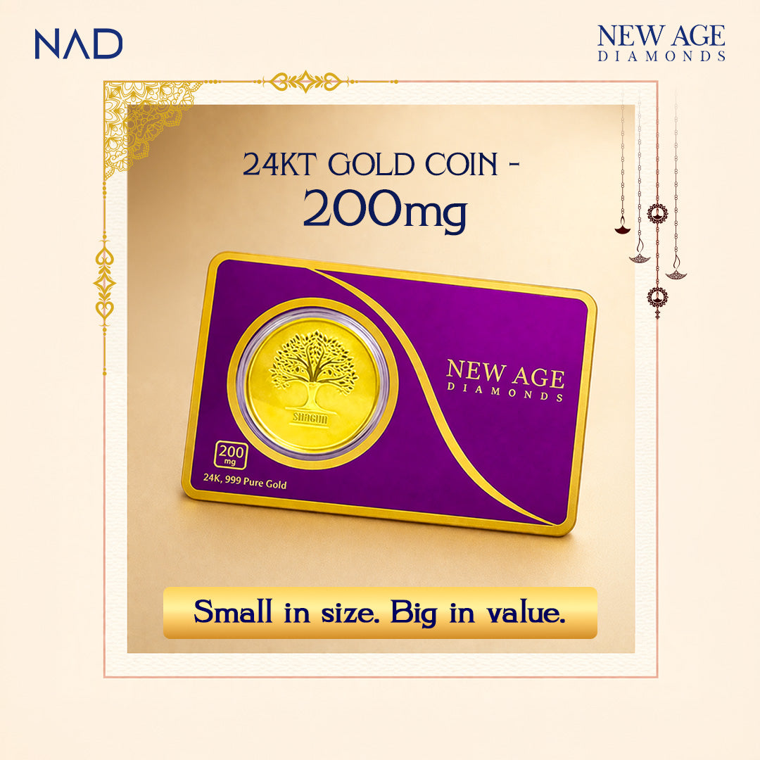 200 mg 24K (999) Pure Gold Coin - Certified Gold by New Age Diamonds