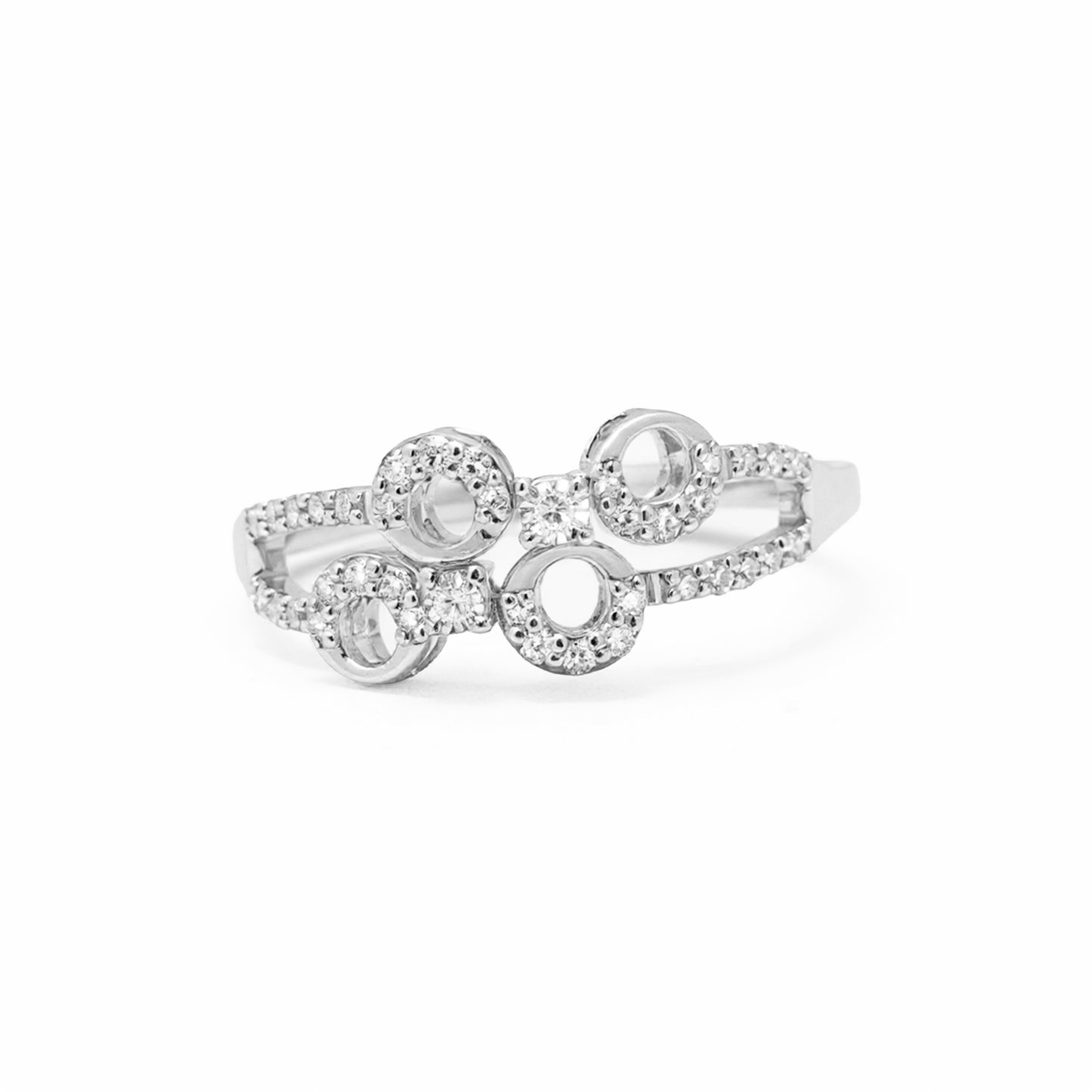 Lab Grown Diamond 0.18 CT IGI Certified Designer Ring in 925 Silver with Palladium (Silvadium) IGI Certified, Hallmarked - Modern Circle Motif with Dual Band