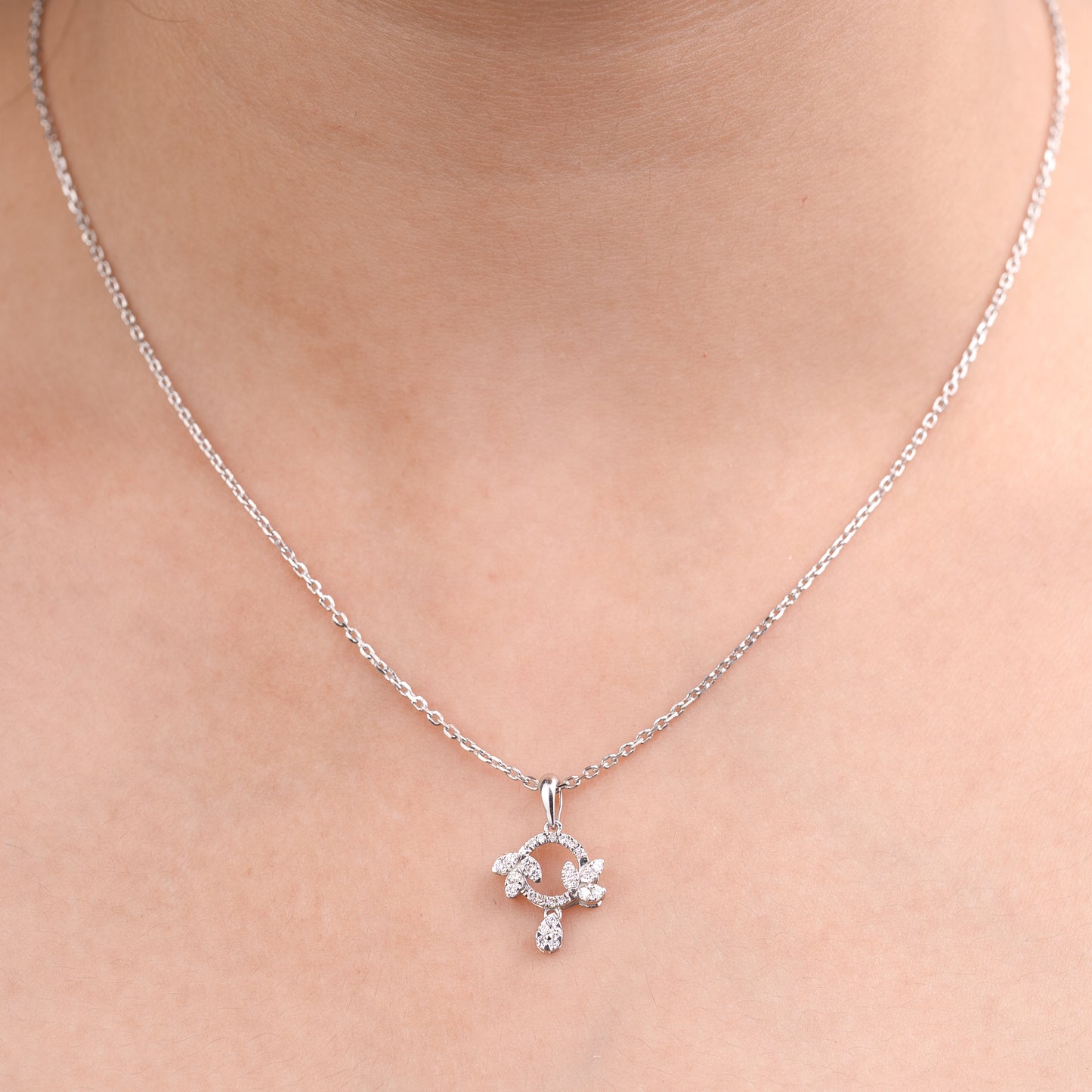 Botanical Bloom Lab Grown Diamond Pendant in 92.5 Silvadium – Elegant Floral Design| 0.20 ct, 2.79 g Hallmarked & IGI Certified