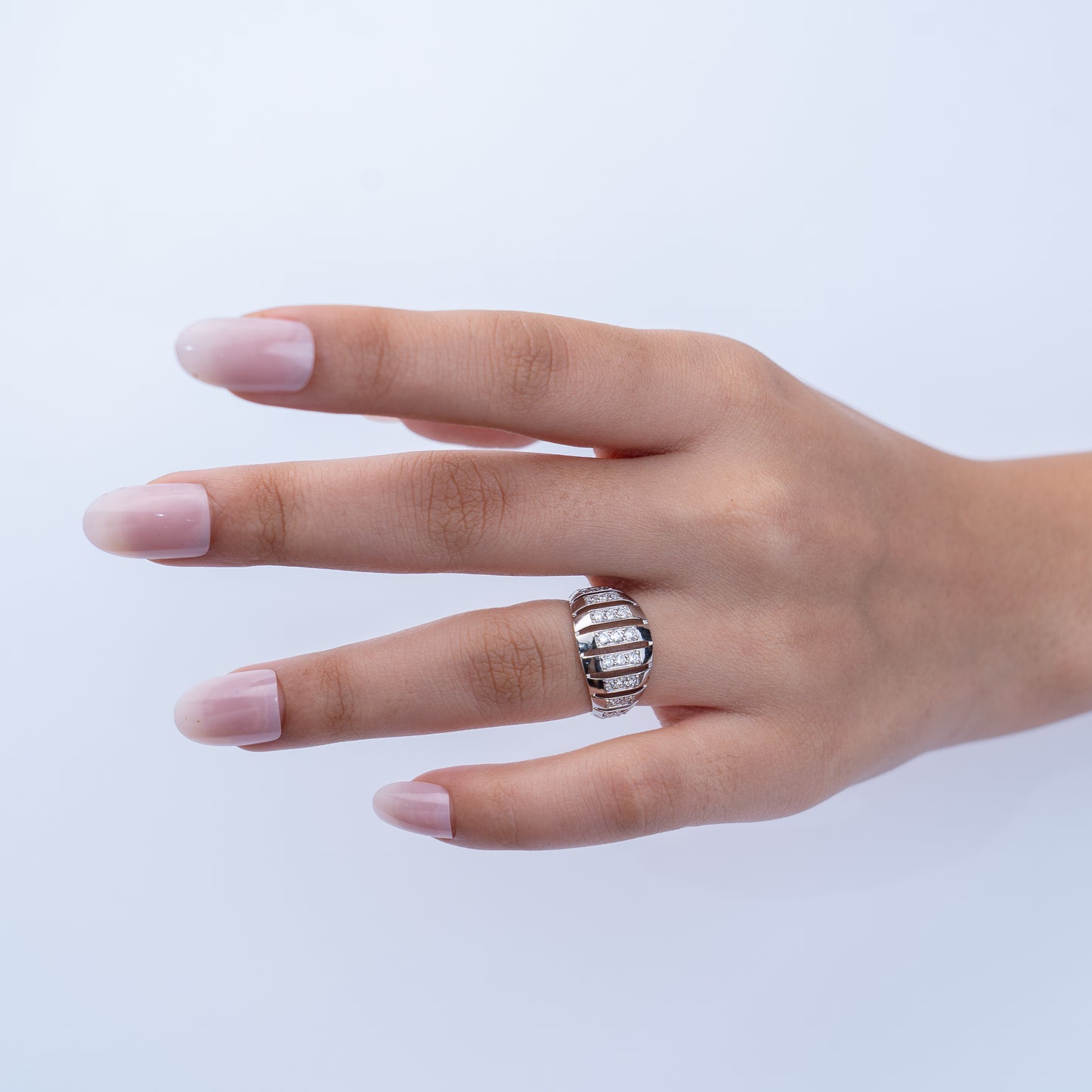 0.59 CT, VS1 IGI Certified Lab Grown Diamond Band Ring in 92.5 Silver with Palladium (Silvadium) - Ideal as a Cocktail Ring, Anniversary Gift, Wedding Band, or Fashion Statement Piece By New Age Diamonds