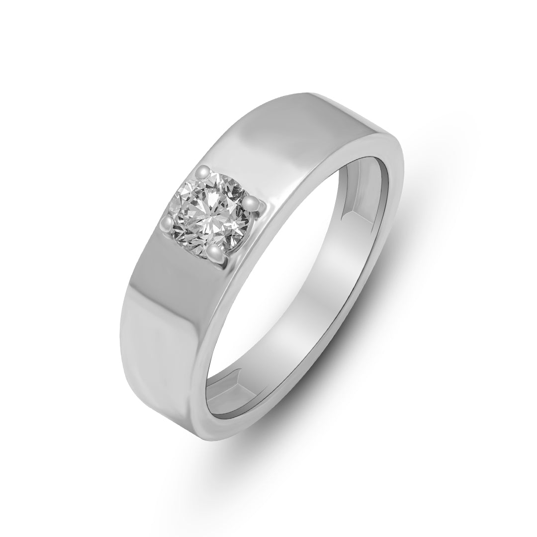 Men’s Solitaire Lab Grown Diamond Ring (0.60 Ct) in 925 Sterling Silver with Palladium | Certified Engagement & Wedding Band | Hallmarked | 4.06 gms | By New Age Diamonds