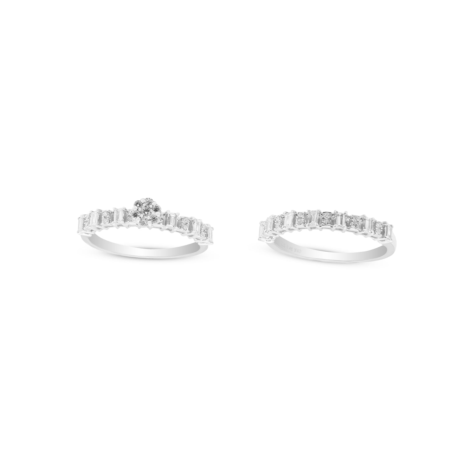 Lab Grown Diamond 0.47 CT IGI Certified Solitaire & Baguette Band Ring for Women in 925 Sterling Silver with Palladium – Modern Engagement & Wedding Jewelry – Hallmarked & Gift-Ready