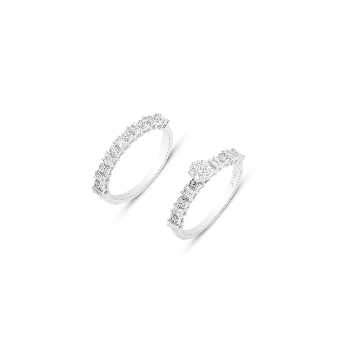Lab Grown Diamond 0.47 CT IGI Certified Solitaire & Baguette Band Ring for Women in 925 Sterling Silver with Palladium – Modern Engagement & Wedding Jewelry – Hallmarked & Gift-Ready