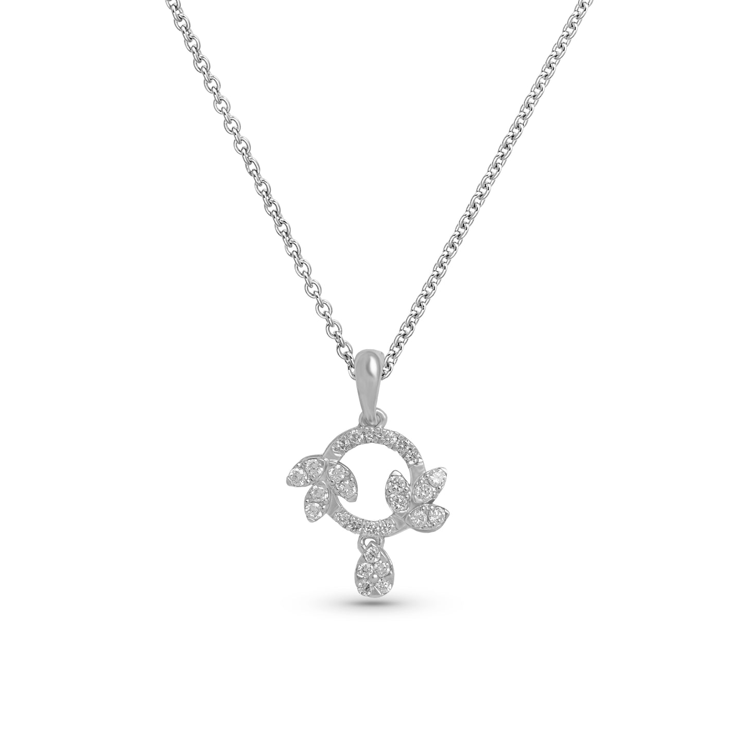 Botanical Bloom Lab Grown Diamond Pendant in 92.5 Silvadium – Elegant Floral Design| 0.20 ct, 2.79 g Hallmarked & IGI Certified