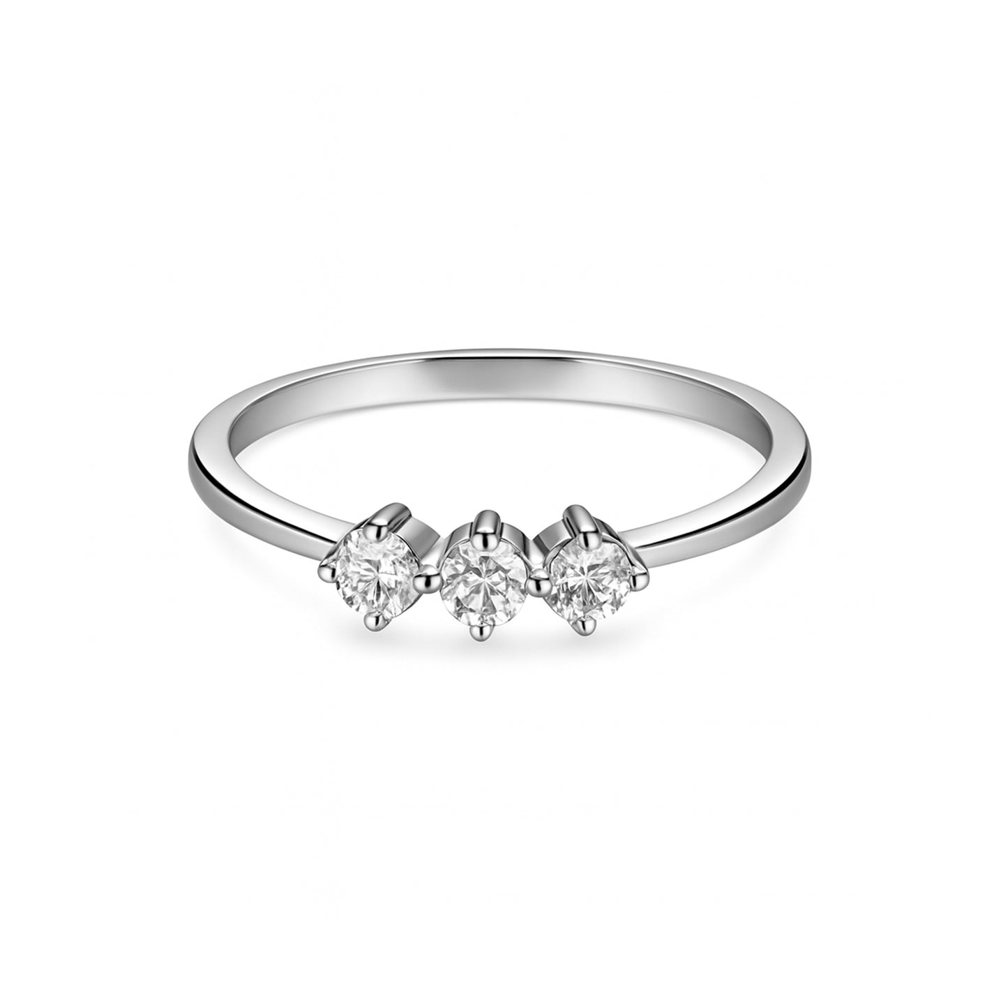 0.23 CT VS1 Lab-Grown Diamond Elegant 3-Stone Ring, 1.2gm | 925 Silvadium (Silver + Palladium) | Hallmarked & Certified