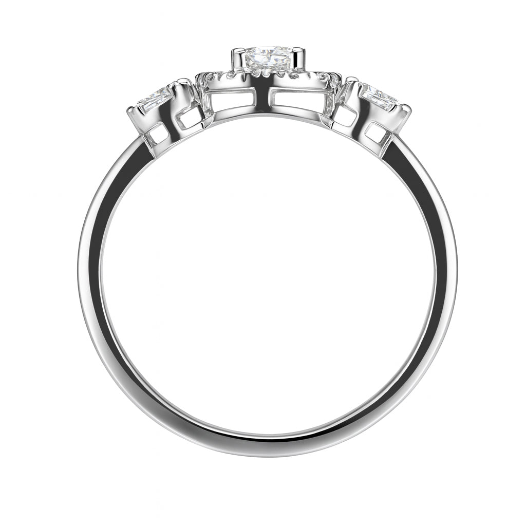 0.35 CT, VS1 IGI Certified Cluster Halo Ring in 92.5 Silver with Palladium (Silvadium) for Girls and Women, Hallmarked & An ideal gift for anniversaries, birthdays and Valentine’s Day,