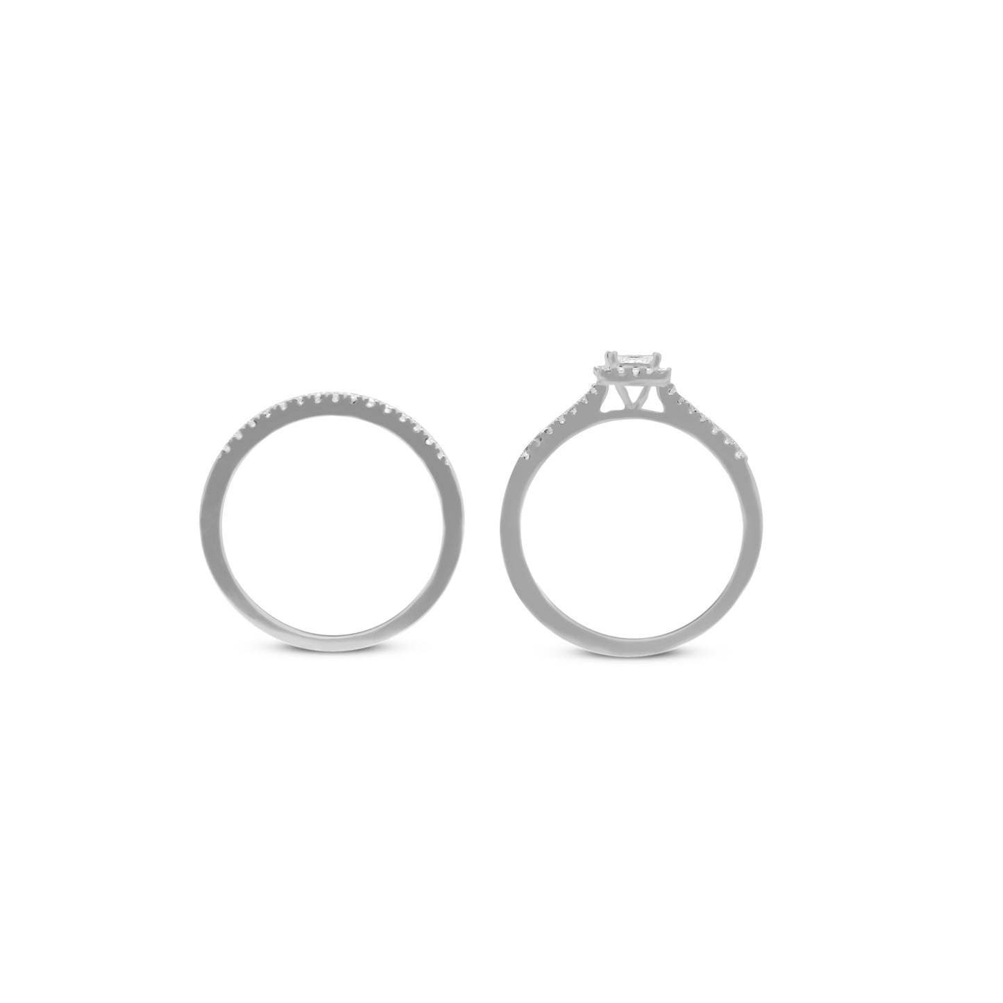 Lab Grown Diamond 0.44 CT IGI Certified Princess Cut Engagement Ring Set in 925 Silver with Palladium – Modern Minimalist Halo Design for Women, Hallmarked & Gift-Ready