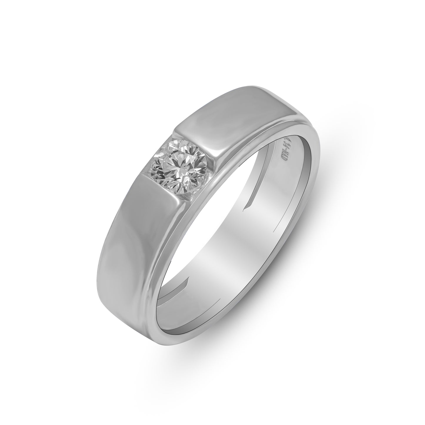 Men’s Solitaire Lab Grown Diamond Ring 0.23 Ct in 925 Sterling Silver with Palladium, 2.23gms | Certified Diamond Engagement Band | Hallmarked & Lifetime Plating | By New Age Diamonds