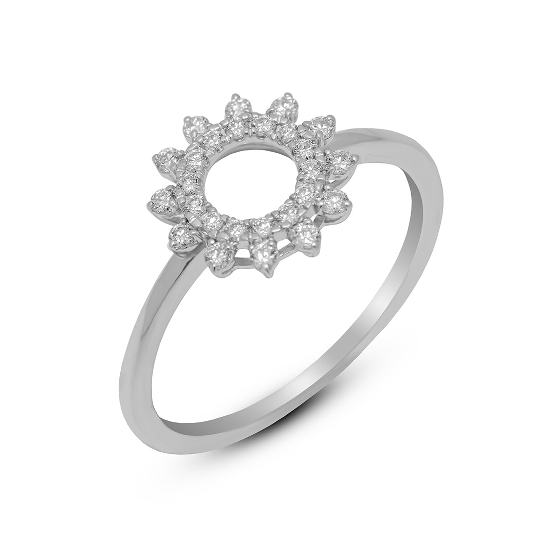 0.21 CT, VS1 IGI Certified Lab Grown Diamond Sunflower Halo Ring in 92.5 Silver with Palladium (Silvadium) - Elegant Floral Design Engagement, Wedding & Anniversary Ring By New Age Diamonds